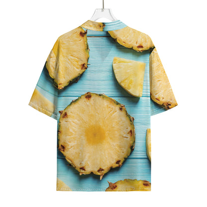 Sliced Pineapple Print Rayon Hawaiian Shirt
