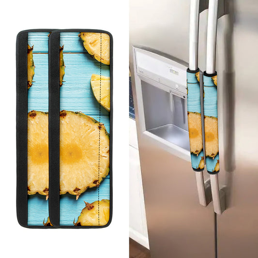 Sliced Pineapple Print Refrigerator Handle Covers