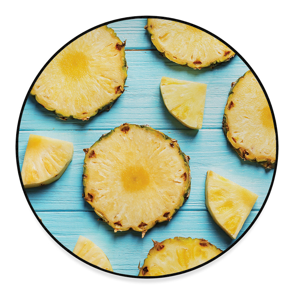 Sliced Pineapple Print Round Floor Mat
