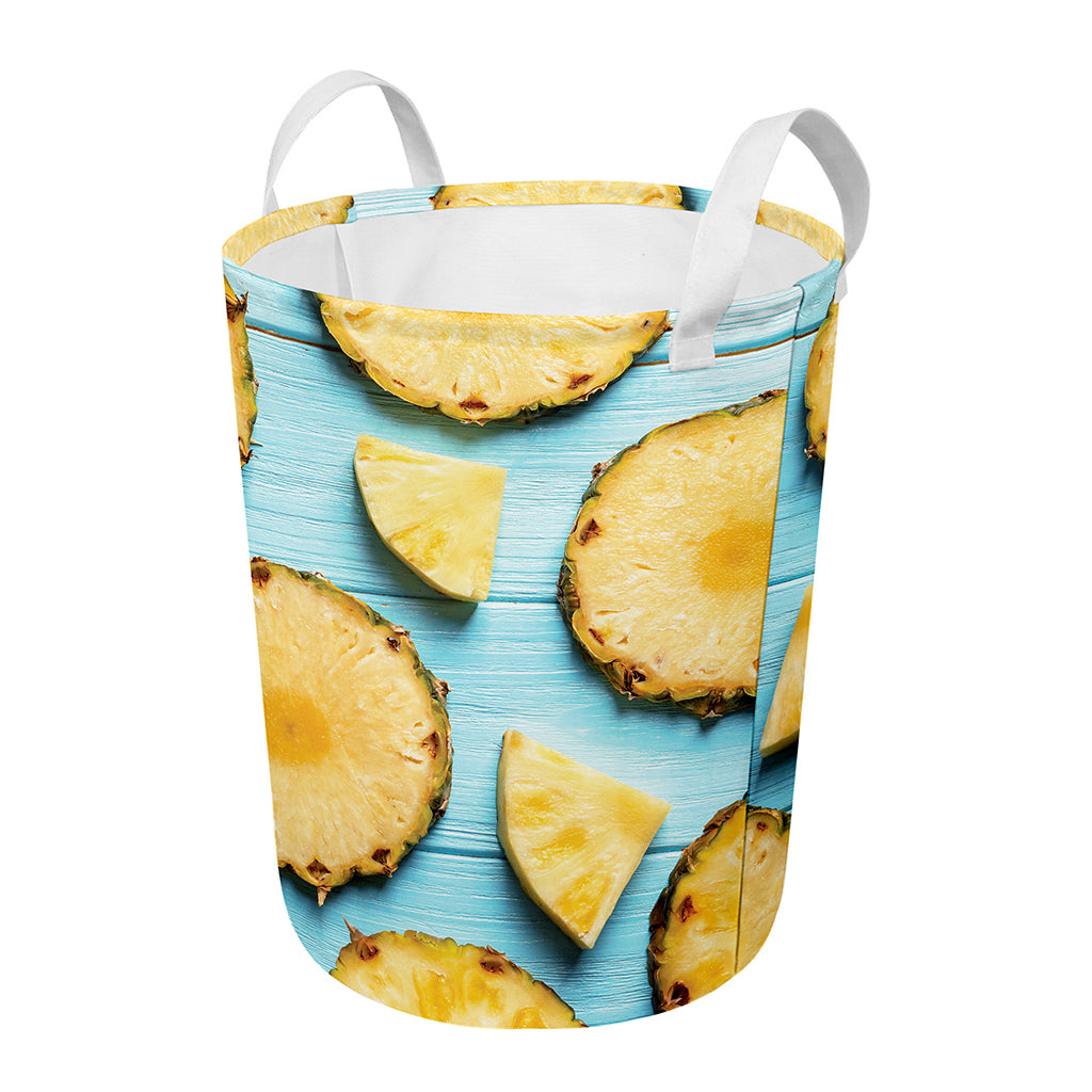 Sliced Pineapple Print Round Laundry Basket