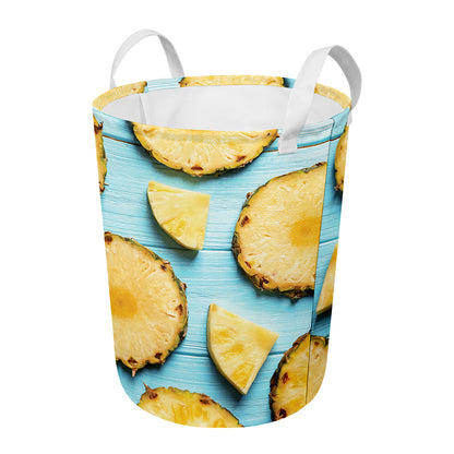 Sliced Pineapple Print Round Laundry Basket