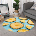 Sliced Pineapple Print Round Rug
