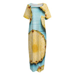 Sliced Pineapple Print Short Sleeve Long Nightdress