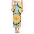 Sliced Pineapple Print Side Slit Maxi Skirt