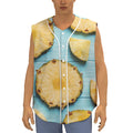Sliced Pineapple Print Sleeveless Baseball Jersey