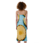 Sliced Pineapple Print Slim Fit Midi Cami Dress
