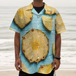 Sliced Pineapple Print Textured Short Sleeve Shirt
