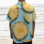 Sliced Pineapple Print Textured Short Sleeve Shirt