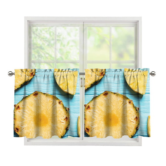 Sliced Pineapple Print Tier Curtains