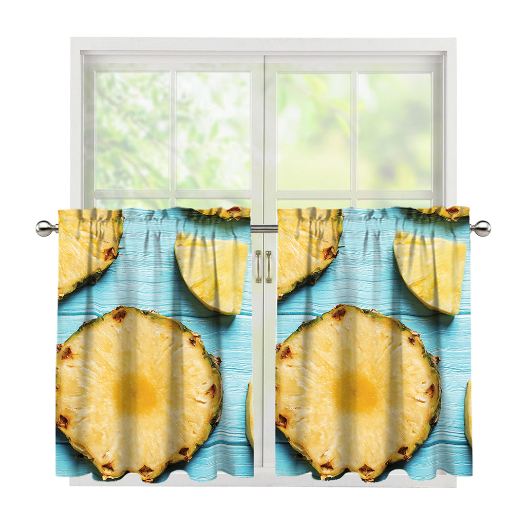 Sliced Pineapple Print Tier Curtains