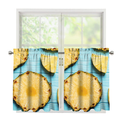 Sliced Pineapple Print Tier Curtains