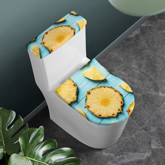 Sliced Pineapple Print Toilet Lid And Tank Cover Set