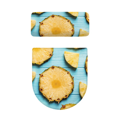 Sliced Pineapple Print Toilet Lid And Tank Cover Set
