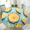 Sliced Pineapple Print Waterproof Round Tablecloth