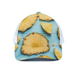 Sliced Pineapple Print White Mesh Trucker Cap