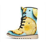 Sliced Pineapple Print Winter Boots