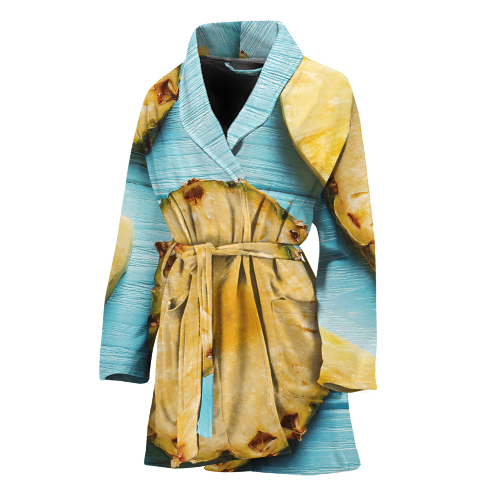 Sliced Pineapple Print Women's Bathrobe
