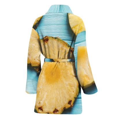 Sliced Pineapple Print Women's Bathrobe