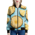 Sliced Pineapple Print Women's Bomber Jacket