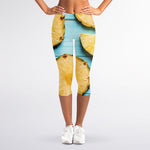 Sliced Pineapple Print Women's Capri Leggings