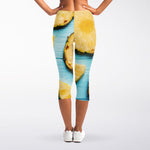 Sliced Pineapple Print Women's Capri Leggings