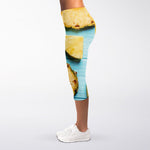 Sliced Pineapple Print Women's Capri Leggings