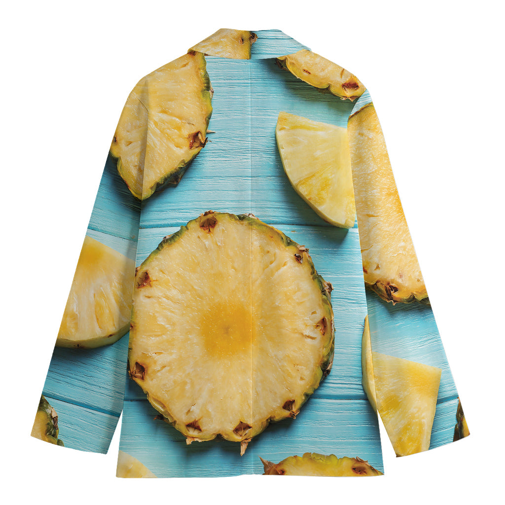 Sliced Pineapple Print Women's Cotton Blazer