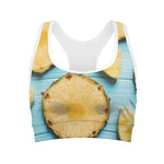 Sliced Pineapple Print Women's Sports Bra