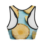 Sliced Pineapple Print Women's Sports Bra