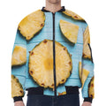 Sliced Pineapple Print Zip Sleeve Bomber Jacket