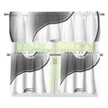 Sliver And White Yin Yang Print 3 Piece Kitchen Curtains