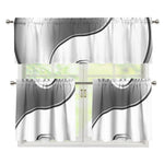 Sliver And White Yin Yang Print 3 Piece Kitchen Curtains