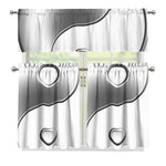 Sliver And White Yin Yang Print 3 Piece Kitchen Curtains