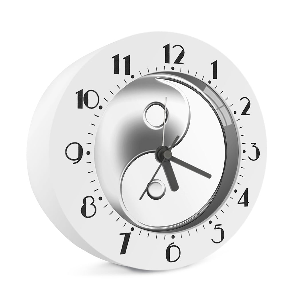 Sliver And White Yin Yang Print Alarm Clock
