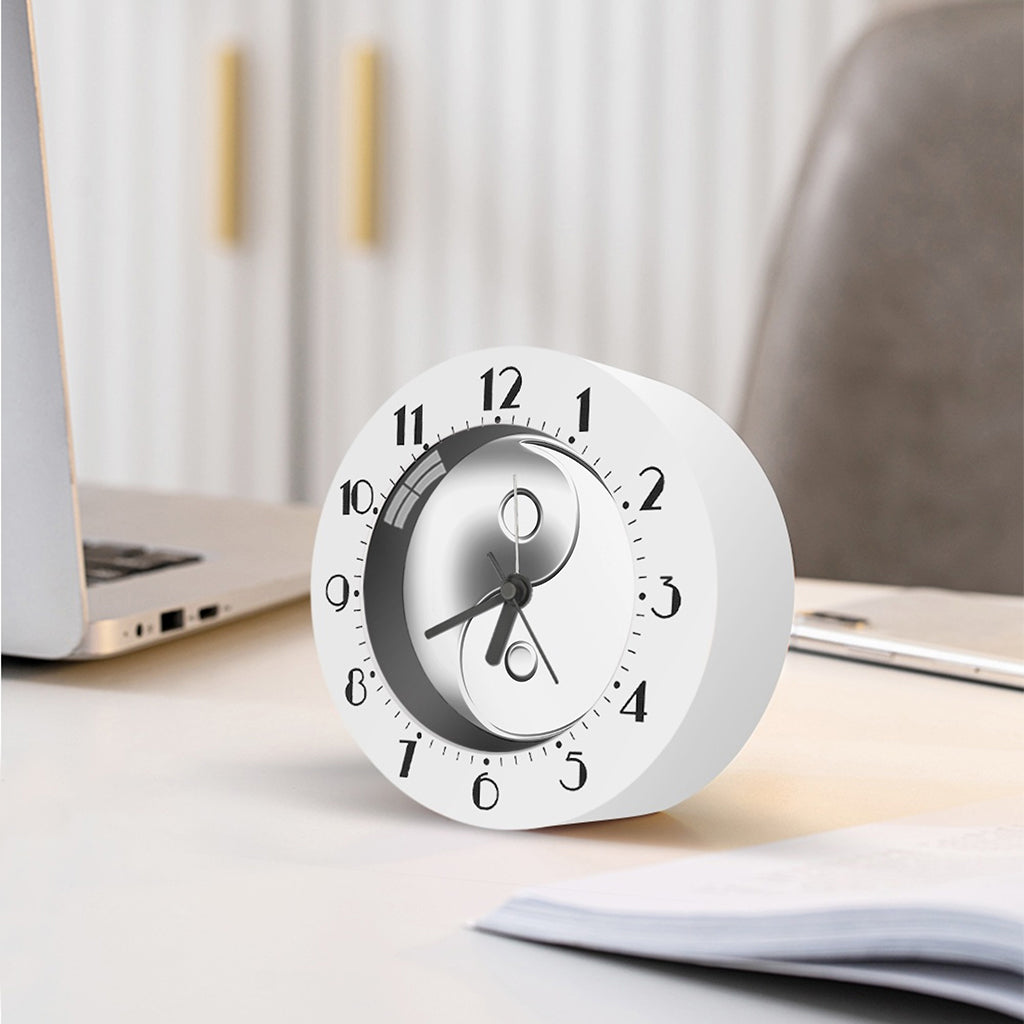 Sliver And White Yin Yang Print Alarm Clock