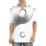 Sliver And White Yin Yang Print Aloha Shirt