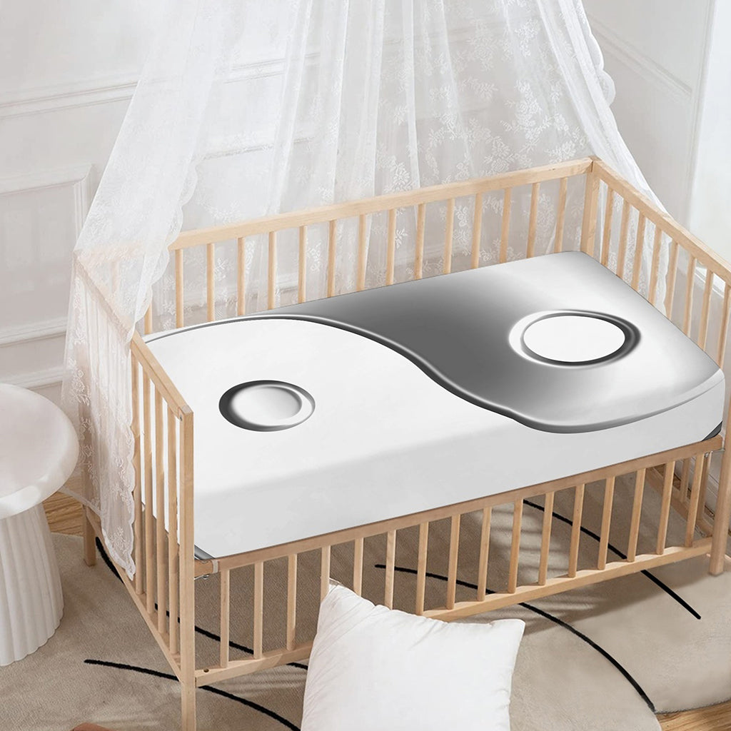 Sliver And White Yin Yang Print Baby Crib Sheet