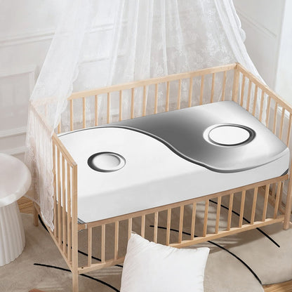 Sliver And White Yin Yang Print Baby Crib Sheet