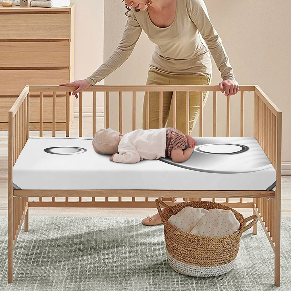 Sliver And White Yin Yang Print Baby Crib Sheet