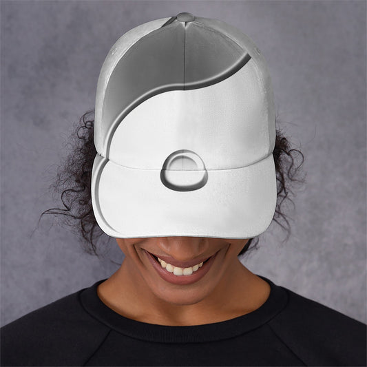 Sliver And White Yin Yang Print Baseball Cap