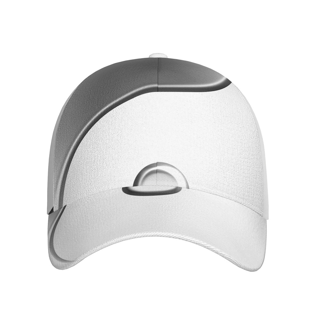 Sliver And White Yin Yang Print Baseball Cap