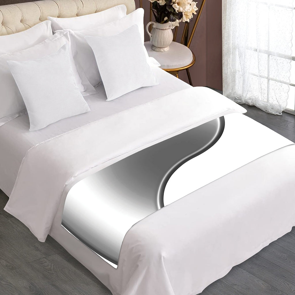 Sliver And White Yin Yang Print Bed Runner