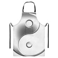 Sliver And White Yin Yang Print Bib Apron With Pocket