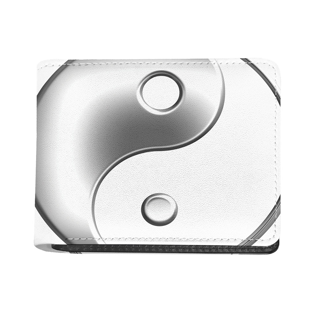 Sliver And White Yin Yang Print Bifold Wallet