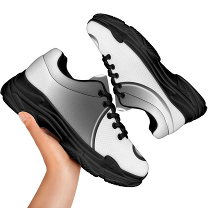 Sliver And White Yin Yang Print Black Chunky Shoes
