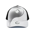 Sliver And White Yin Yang Print Black Mesh Trucker Hat