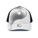 Sliver And White Yin Yang Print Black Mesh Trucker Cap