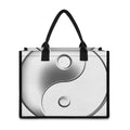 Sliver And White Yin Yang Print Canvas Tote Bag