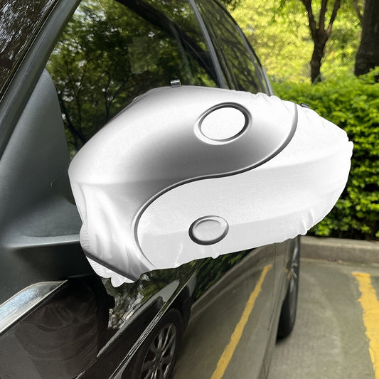 Sliver And White Yin Yang Print Car Side Mirror Covers