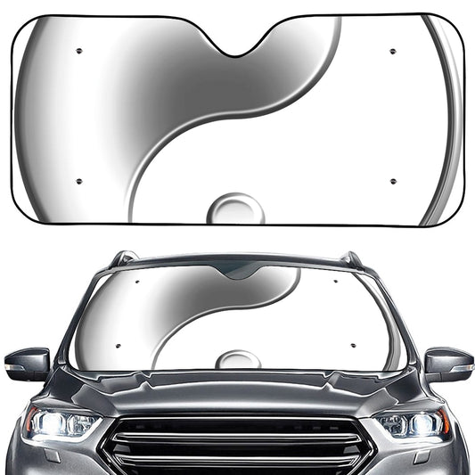 Sliver And White Yin Yang Print Car Windshield Sun Shade
